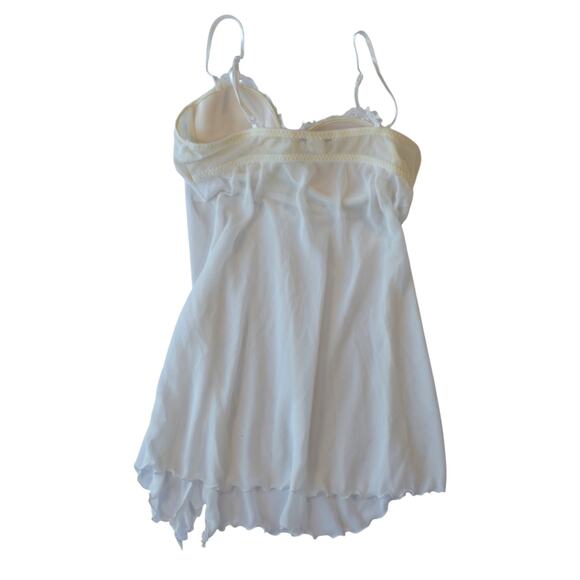 Linea Donatella White Lace Beaded Chiffon Babydoll Top M - Picture 5 of 7